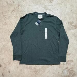 Green Thermal Henley Longsleeve Shirt